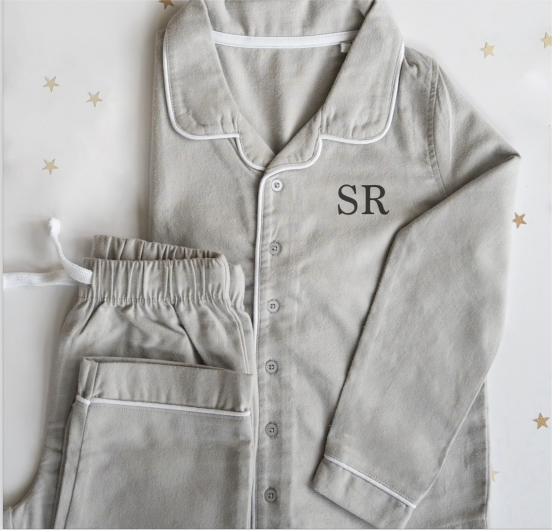 Children’s Personalised Initial Grey Pyjamas