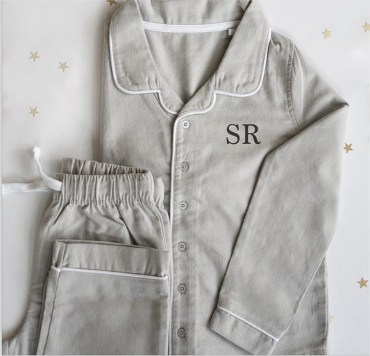 Children’s Personalised Initial Grey Pyjamas