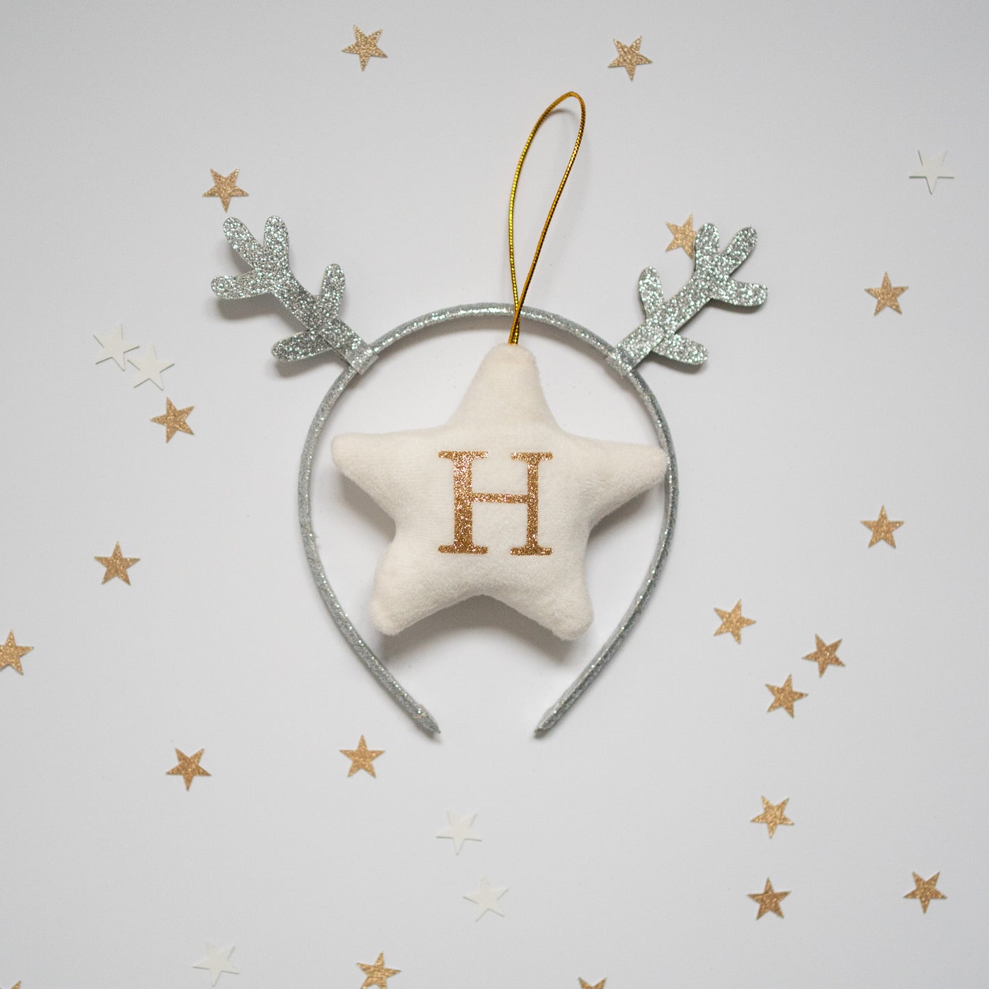 Personalised Star Christmas Decoration and Reindeer Headband